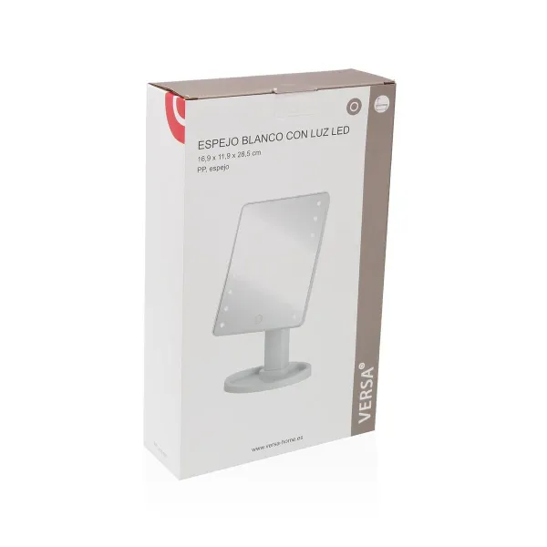 Vannas istabas spogulis ar LED gaismu Versa Balts polipropilēns spogulis 11,9 X 28,5 X 16,9 CM