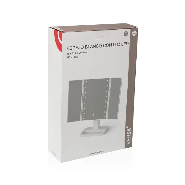 Vonios kambarys su LED šviesa Versa Balta polipropileno Veidrodis 11,6 X 29,5 X 18 CM