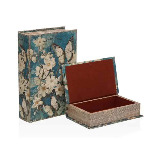 Decorative box Versa Canvas MDF Wood Flowers Book