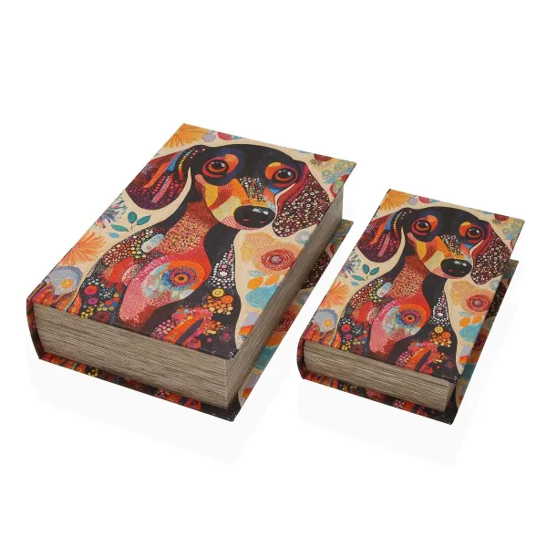 Decorative box Versa Canvas MDF Wood Book Dog