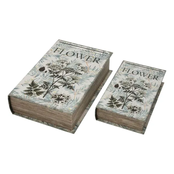 Decorative box Versa Canvas MDF Wood Flowers Book