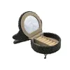 Jewelry box Versa Grey Polyester Metal Mirror MDF Wood 12 x 19 x 18 cm Armchair
