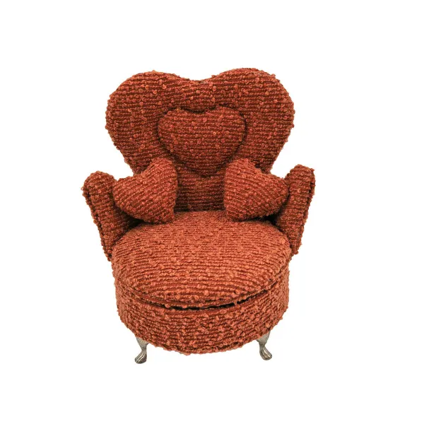 Lādīte Versa Sarkans Poliesters Metāls spogulis Koks MDF 12 x 19 x 18 cm atzveltnes krēsls