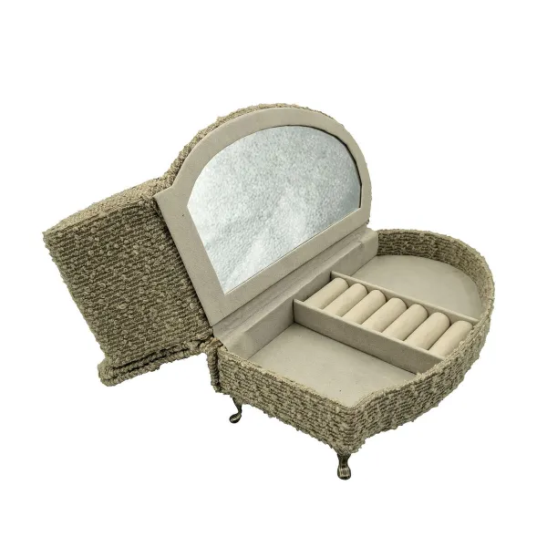 Шкатулка Versa Серый полиэстер Металл Зеркало Деревянный MDF 12,5 X 17 X 26,5 CM Диван