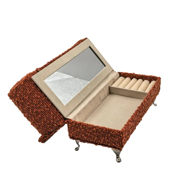 Шкатулка Versa Красный полиэстер Металл Зеркало Деревянный MDF 9,5 X 12,5 X 23,5 CM Диван