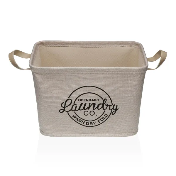 Laundry basket Versa Cream Polyester PVC Metal EVA 38 x 25 x 26 cm