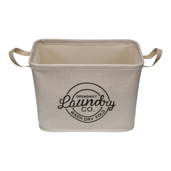 Laundry basket Versa Cream Polyester PVC Metal EVA 38 x 25 x 26 cm