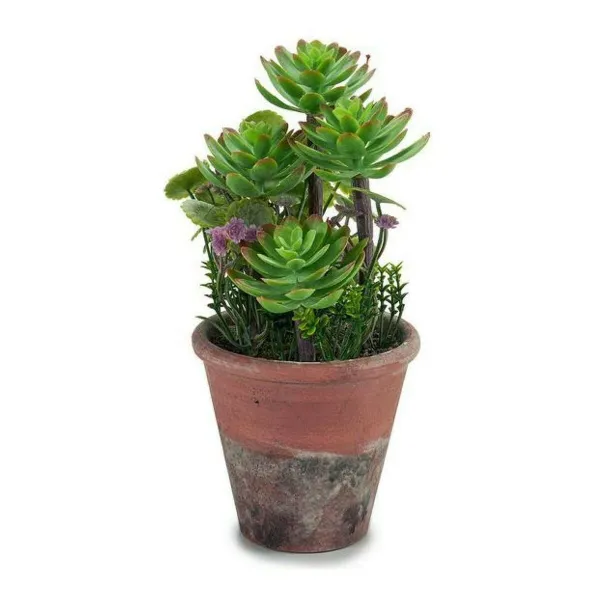 Ibergarden Decorative Plant with Brown and Green Plastic Pot 16 x 23 x 16 cm
