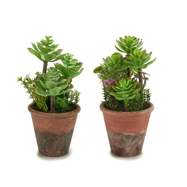 Ibergarden Decorative Plant with Brown and Green Plastic Pot 16 x 23 x 16 cm