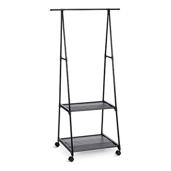 Mēteļu Statīvs ar Riteņiem Kipit Melns Metāls 45 x 157 x 55 cm