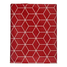 Tablecloth Kinvara White Maroon Thin canvas