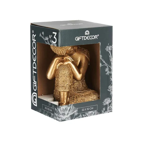 Decorative Figure Gift Decor Golden Buddha 20 x 30 x 20 cm