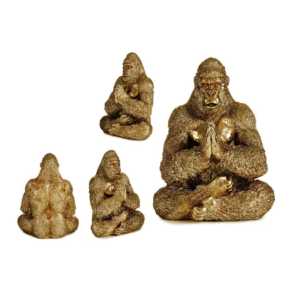 Decorative Figure Gift Decor Golden Gorilla Yoga 16 x 27,5 x 22 cm