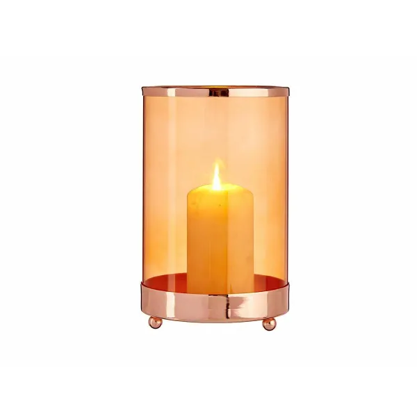 Kynttilänjalka Gift Decor Kupari Meripihka Metalli Lasi 12,2 x 19,5 x 12,2 cm Sylinteri
