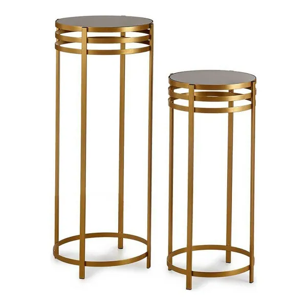 Set of 2 tables Gift Decor Musta Kullattu Metalli Kristalli 42,5 x 105 x 42,5 cm