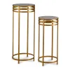Set of 2 tables Gift Decor Black Golden Metal Crystal 42,5 x 105 x 42,5 cm