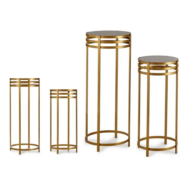 Set of 2 tables Gift Decor Musta Kullattu Metalli Kristalli 42,5 x 105 x 42,5 cm