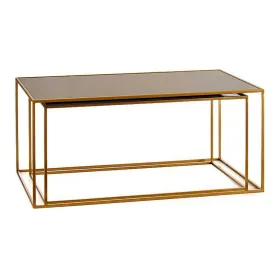 Set of 2 tables Gift Decor Black Golden Metal Crystal 55 x 40 x 90 cm