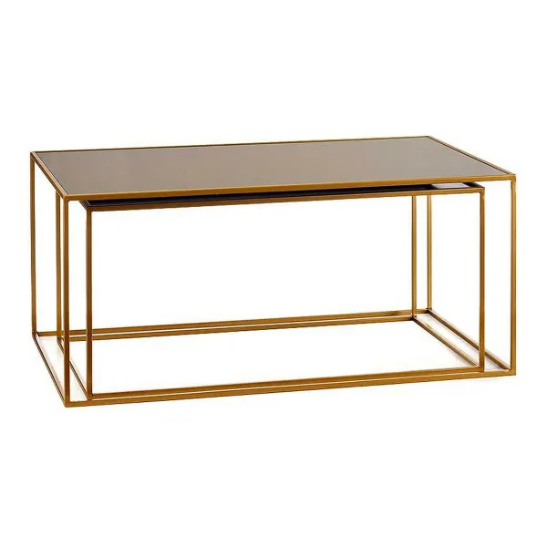 Set of 2 tables Gift Decor Black Golden Metal Crystal 55 x 40 x 90 cm