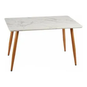 Side table Gift Decor White Brown Wood 70 x 120 x 75 cm Marble