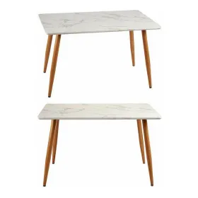 Side table Gift Decor White Brown Wood 70 x 120 x 75 cm Marble