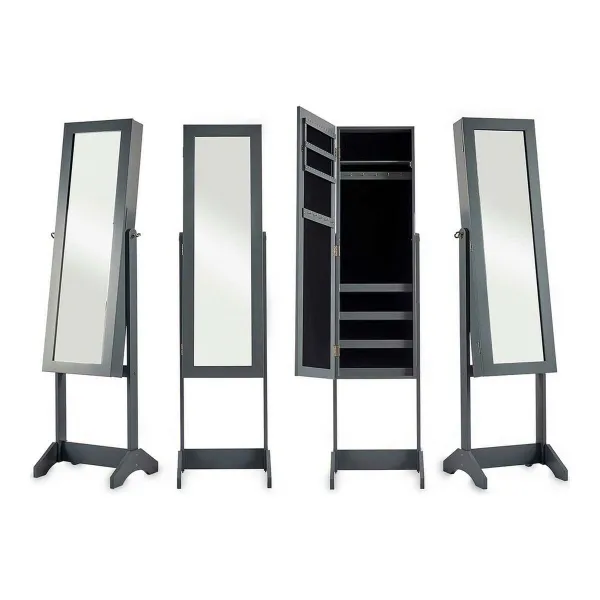 Free standing mirror Gift Decor Grey Cloth Crystal MDF MDF Wood 36 x 140 x 36,5 cm Rectangular Jewellery Stand