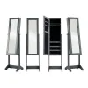 Free standing mirror Gift Decor Grey Cloth Crystal MDF MDF Wood 36 x 140 x 36,5 cm Rectangular Jewellery Stand