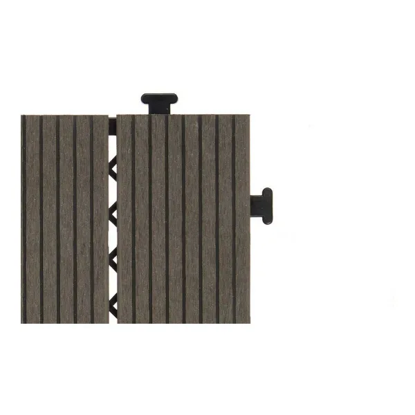 Lukittuva lattialaatta Ibergarden Musta Puu Polyetyleeni Komposiitti 30 x 2,6 x 30 cm