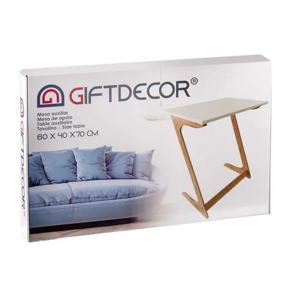 Side table Kinvara White Brown Natural 40 x 68,5 x 60 cm