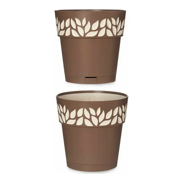 Vazonas su automatiniu drėkinimu Stefanplast 3920111 Ruda Rusvai gelsva Plastmasinis 19 x 19 x 19 cm