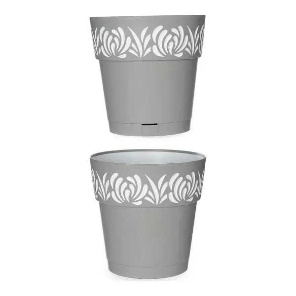 Vazonas su automatiniu drėkinimu Stefanplast Gaia Balta Pilka Plastmasinis 25 x 25 x 25 cm