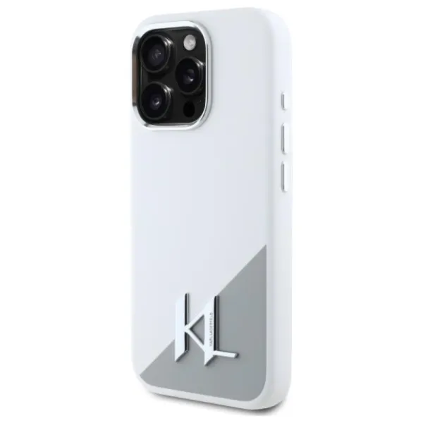 Karl Lagerfeld Silicone Shadow Metal Initial MagSafe - Case for iPhone 16 Pro Max (white)