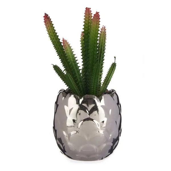 Dekoratyvinis augalas Ibergarden Keramikinis Plastmasinis Kaktusas 10 x 20 x 10 cm Sidabras