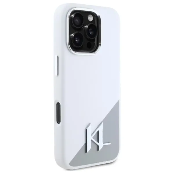 Karl Lagerfeld Silicone Shadow Metal Initial MagSafe - Case for iPhone 16 Pro Max (white)