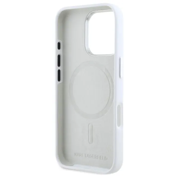 Karl Lagerfeld Silicone Shadow Metal Initial MagSafe - Case for iPhone 16 Pro Max (white)