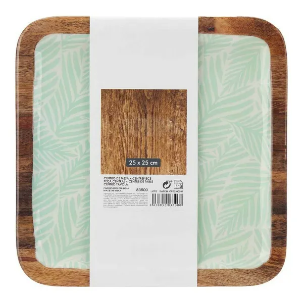Galda rotājums Gift Decor Balts Brūns Zaļš Poliesters Poliuretāns Sveķi Mango koks 25 x 25 cm 25,4 x 2,54 x 25,4 cm Augu lapa
