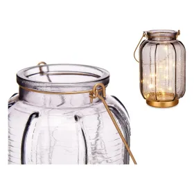 LED žibintas Gift Decor Pilka Auksinis stiklas Dryžiai 14 x 22 x 14 cm 13,5 x 22 x 13,5 cm
