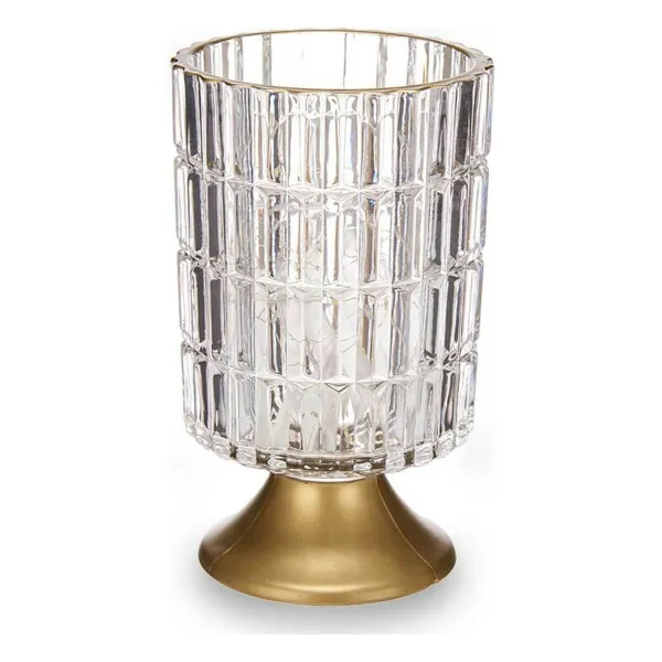 LED-lyhty Gift Decor Läpinäkyvä Kullattu Metalli Lasi 10,7 x 18 x 10,7 cm