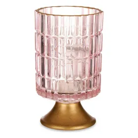 LED žibintas Gift Decor Rožinė Auksinis stiklas Dryžiai 10,7 x 18 x 10,7 cm
