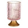 LED žibintas Gift Decor Rožinė Auksinis stiklas Dryžiai 10,7 x 18 x 10,7 cm