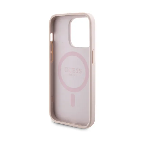 Guess Bundle Pack MagSafe 4G Metal Gold Logo - Case set + Power Bank 5000mAh MagSafe iPhone 14 Pro (pink)