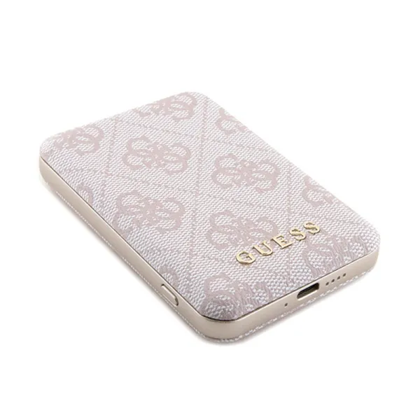 Guess Bundle Pack MagSafe 4G Metal Gold Logo - Case set + Power Bank 5000mAh MagSafe iPhone 14 Pro (pink)