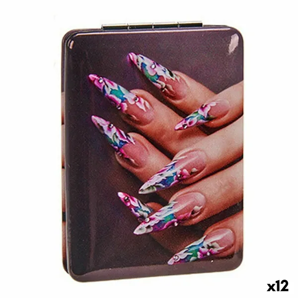 Magnifying Mirror Crystal Plastic Nails 2,5 x 8,5 x 6,2 cm Foldable (12 Units)