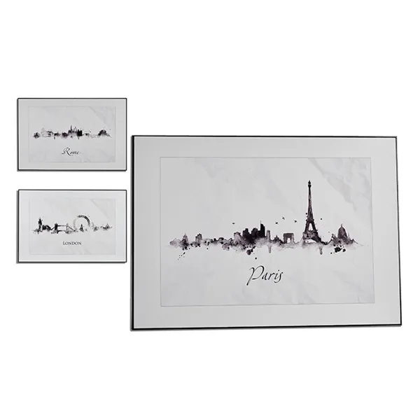 Glezna Gift Decor Balts Melns skaidu plātnes Pilsēta 81,5 x 3 x 121 cm (3 gb.)