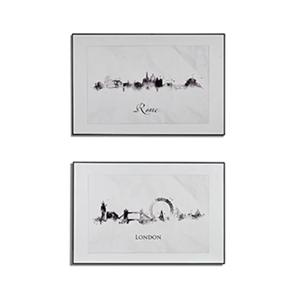 Maalaus Gift Decor Valkoinen Musta lastulevy Kaupunki 81,5 x 3 x 121 cm (3 osaa)