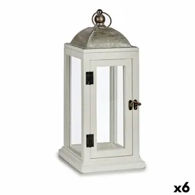 Žibintas Gift Decor Balta Sidabras Medžio Metalinis 18 x 43 x 18 cm (6 vnt.)
