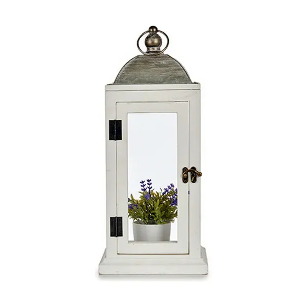 Фонарь Gift Decor Balts Sudrabains Koks Metāls 18 x 43 x 18 cm (6 gb.)