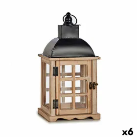 Žibintas Gift Decor Ruda Juoda Medžio Metalinis Stiklas 14 x 40 x 20 cm 20 x 40 x 14 cm (6 vnt.)