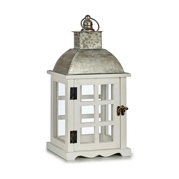 Фонарь Gift Decor Белый Серебристый Деревянный Металл Стеклянный 14 x 39,3 x 20 cm 20 x 39,3 x 14 cm 20 x 40 x 14 cm (6 штук)