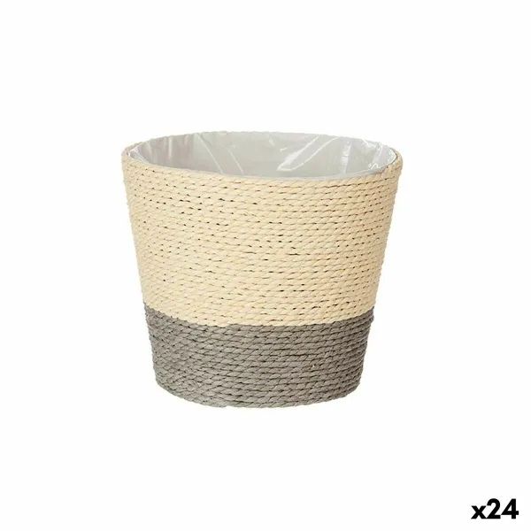 stādītājs Ibergarden Pelēks Dabisks Virve Plastmasa 15 x 15 x 14 cm (24 gb.)